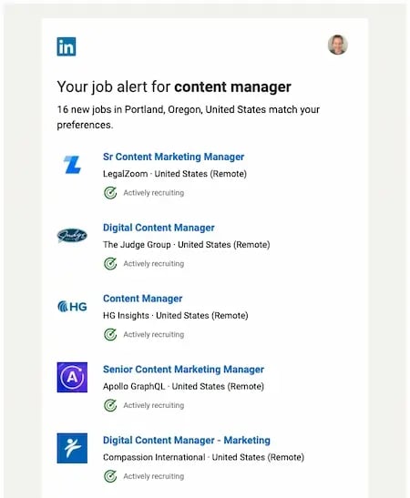 Email personalization example: LinkedIn