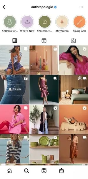 instagram clothing brands: anthropologie