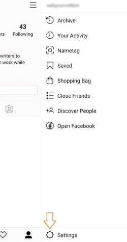 instagram settings gear