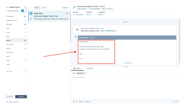 sentiment analysis ticket: sentiment analyzer 