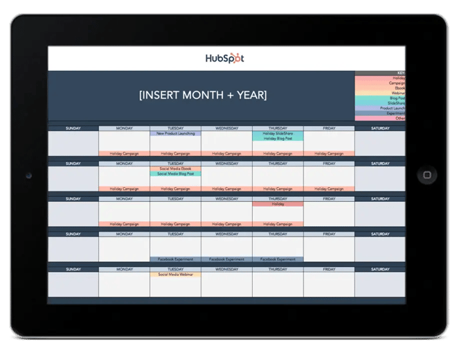 social media content calendar template: image shows a content calendar you can use and personalize 